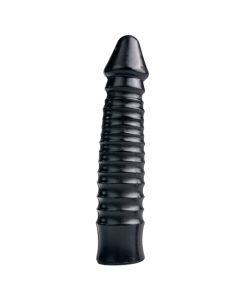 Grote Dildo Met Geribbelde Schacht - Zwart