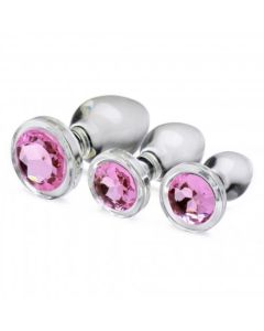 Pink Gem Anaalplug Set Van Glas