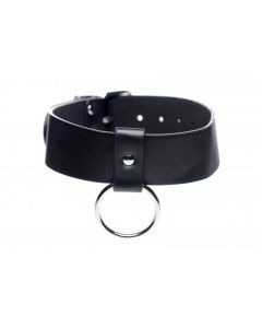 Zwarte Vegan Halsband Met Ring