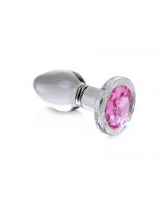 Pink Gem Anaalplug Van Glas Met Steentje - Medium