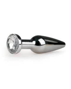 Metalen buttplug met diamant - zilverkleurig