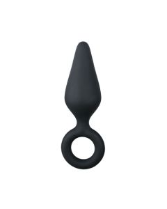 Zwarte buttplug met trekring - small