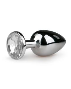 Metalen buttplug met transparante diamant