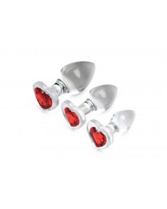 Red Heart Gem Anaalplug Set Van Glas