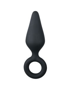 Zwarte buttplug met trekring - large