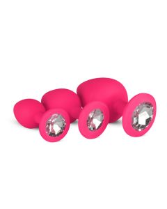 Siliconen Buttplug Met Diamant - Roze