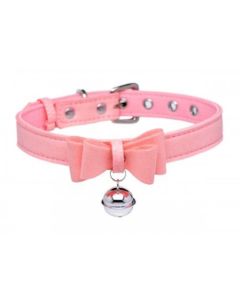 Golden Kitty Collar Met Kattenbelletje - Roze/Zilver