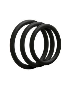 Set van 3 siliconen cockrings - Zwart