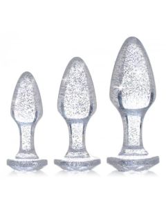 Glitter Gem Anaalplug Set - Zilver