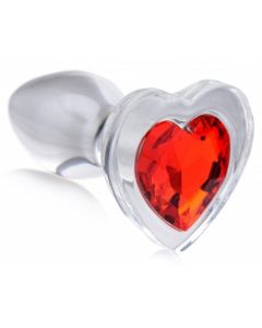 Red Heart Anaalplug Van Glas Met Steentje - Small