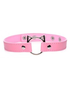 Kinky Kitty Ring Slim Choker - Roze